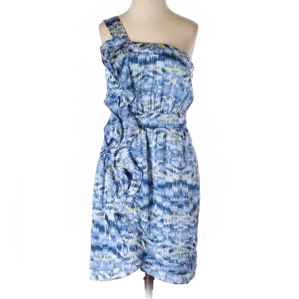 NWOT BCBGeneration Blue Size 0 A-Line Sheath Ruffle One Shoulder Cocktail Dress